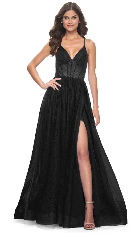 La Femme 31457 - Spaghetti Strap Tulle A-Line Prom Dress