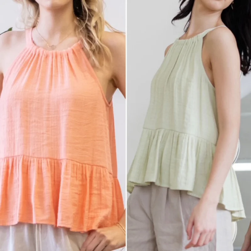 Solid Pleated Tie Tank