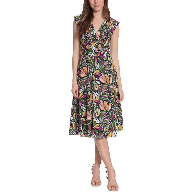 London Times Womens Plus Ruffled Long Maxi Dress