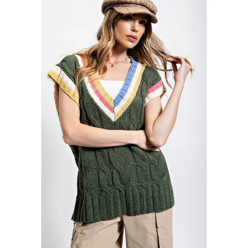 Multi Color Knitted Sweater Vest