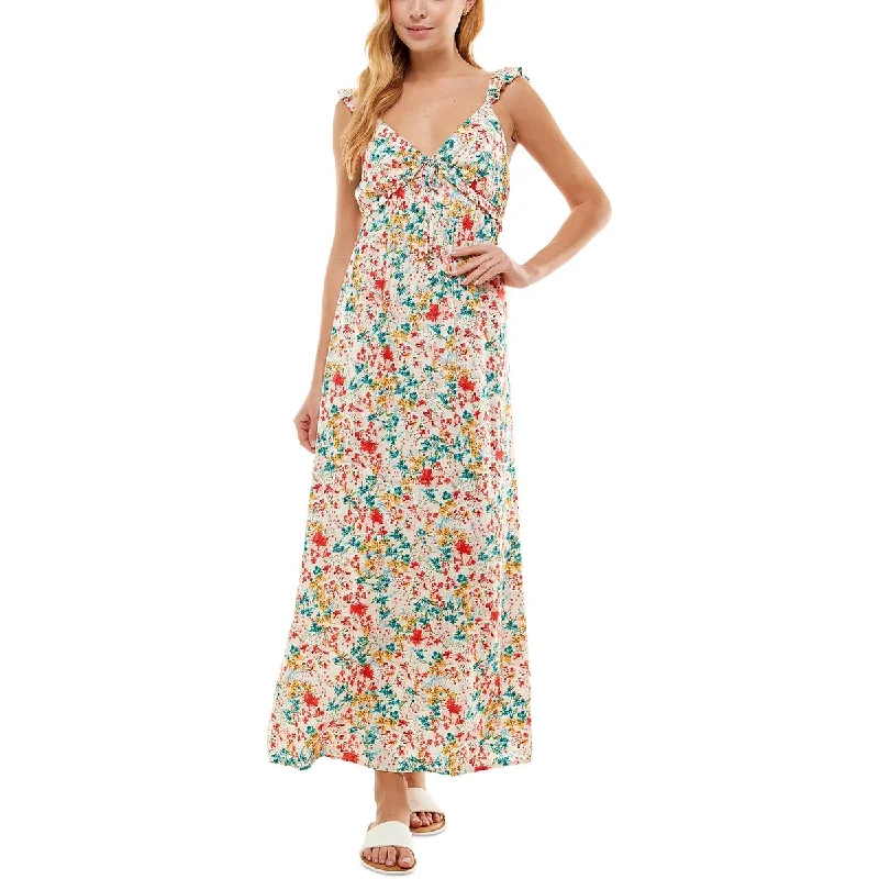 Kingston Grey Womens Juniors Floral Print Long Maxi Dress