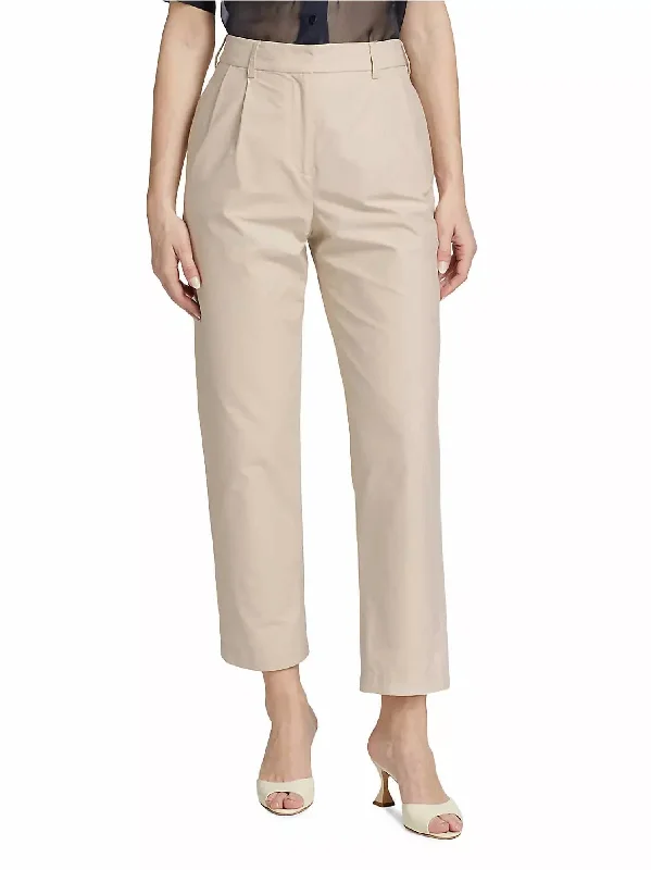 Ivy Tailored Straight-Leg Pants In Khaki