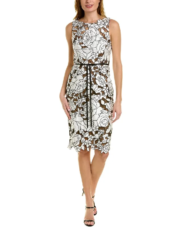 Marchesa Notte Lace Sheath Dress