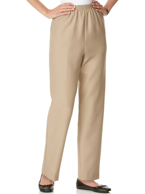 Petites Womens Mid Rise Work Wear Straight Leg Pants