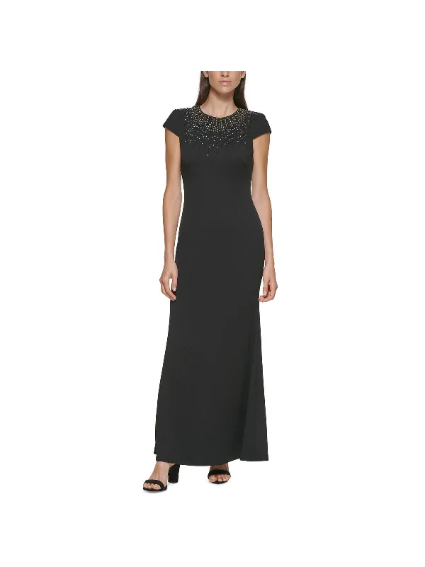 Womens Embellished Maxi Evening Dress