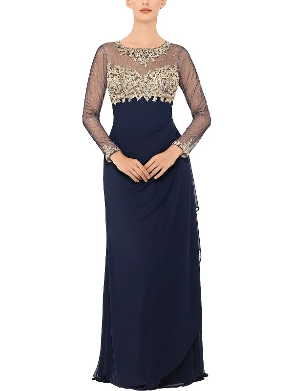 Womens Embroiedered Maxi Evening Dress