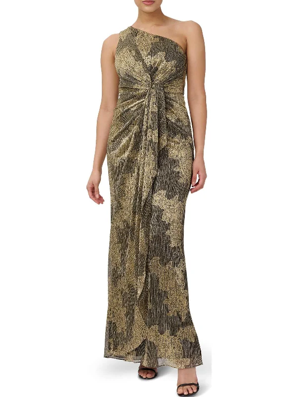 Womens Metallic Maxi Wrap Dress