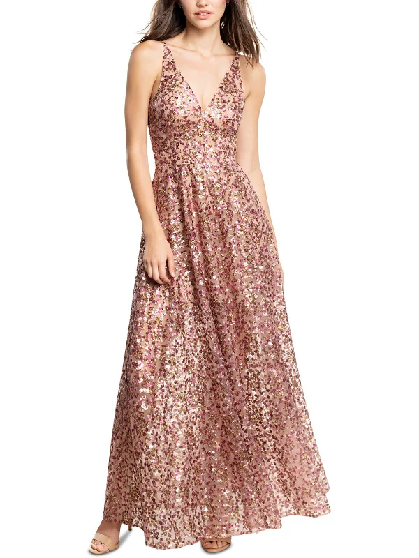 Womens Sequined Maxi Evening Dress