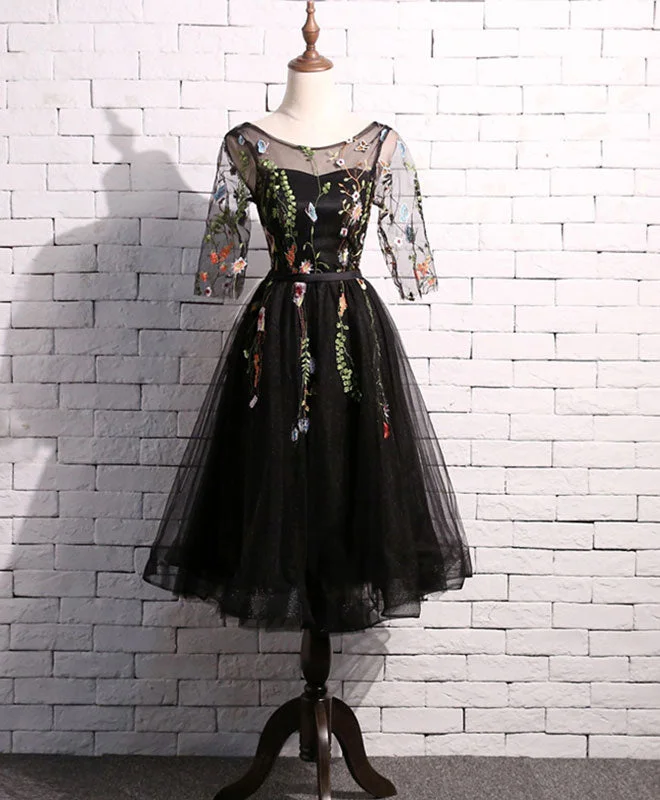 Black Tulle Short Prom Dress, Black Homecoming Dress