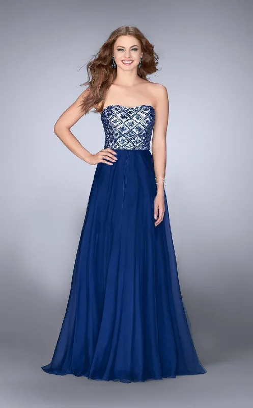 La Femme Gigi - 24561 Strapless Beaded Top Chiffon Prom Gown