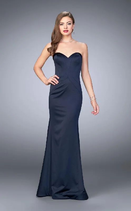 La Femme - 23197 Tuck-Sculpted Satin Sweetheart Long Evening Gown